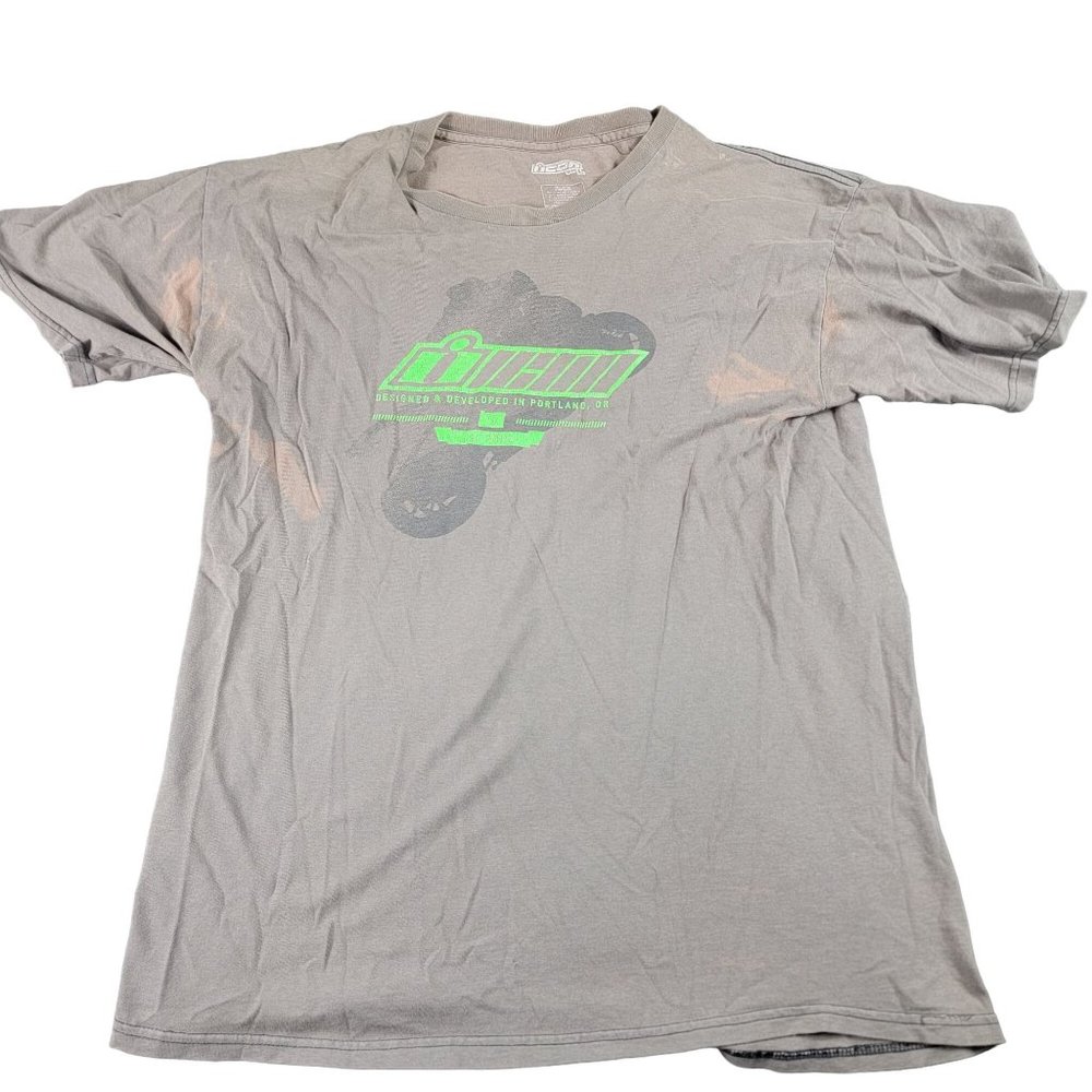 Icon Stant Up Mens Large Gray T-Shirt Short Sleeve Motorcycle Themed Casual